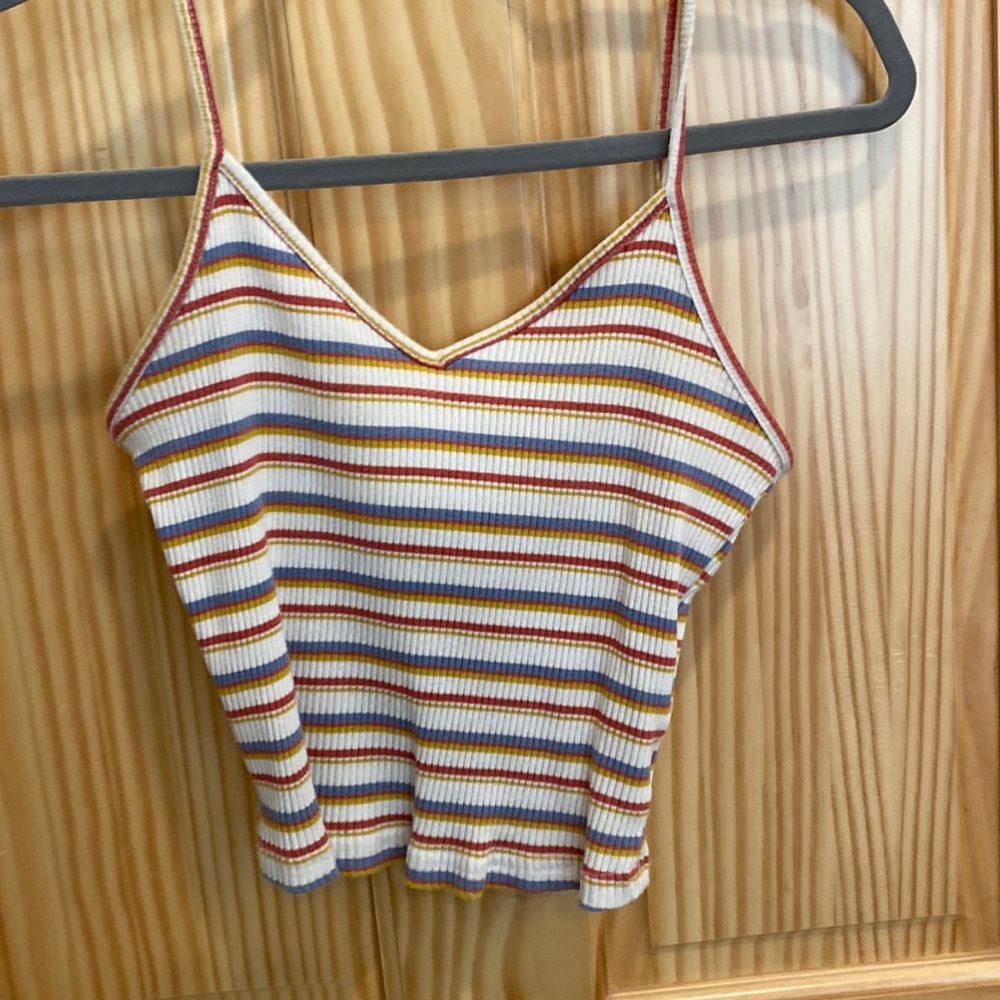 stripped crop top, spaghetti straps
